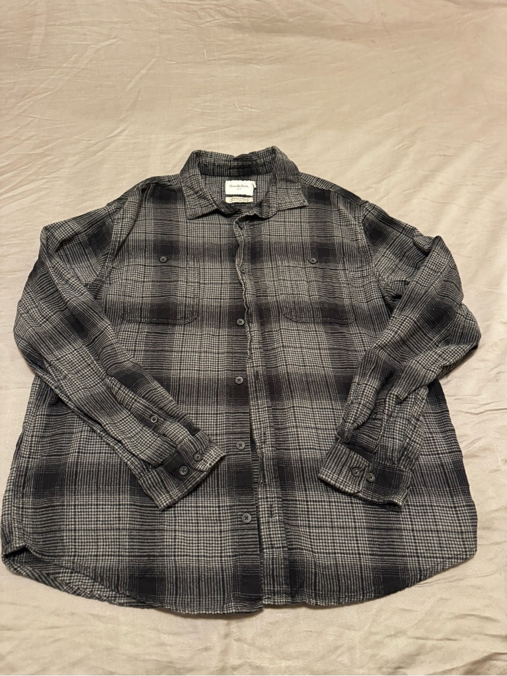 Goodfellow & Co Black and Gray Plaid Shirt